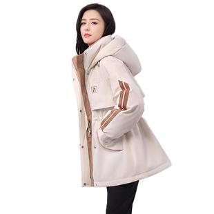 佟丽娅明星同款鸭鸭羽绒服女冬季反季连帽中长款收腰显瘦加厚外套
