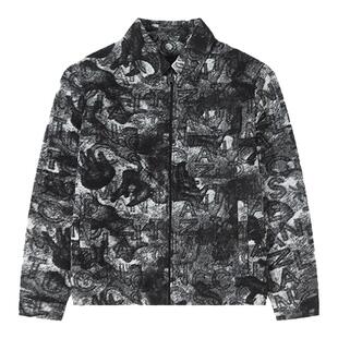 CNC男装奥莱迷彩毛呢外套男轻奢潮流短款提花绒感短款夹克