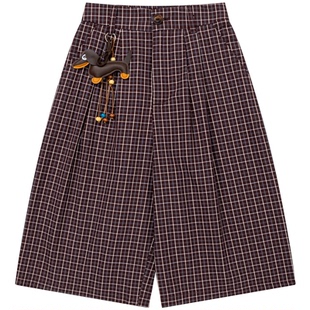 From Mars Plaid dog trim loose shorts Plaid