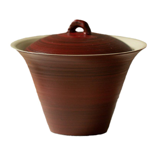 侘寂风二才盖碗细陶手工复古马蹄茶碗家用陶瓷茶具泡茶器功夫茶具