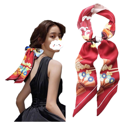 中国红结婚春秋绑包包飘带小丝巾