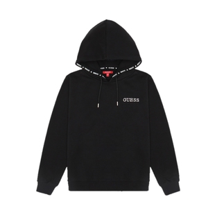 GUESS 女士时尚休闲抽绳加绒套头连帽卫衣-Q2BQ07K9FL1