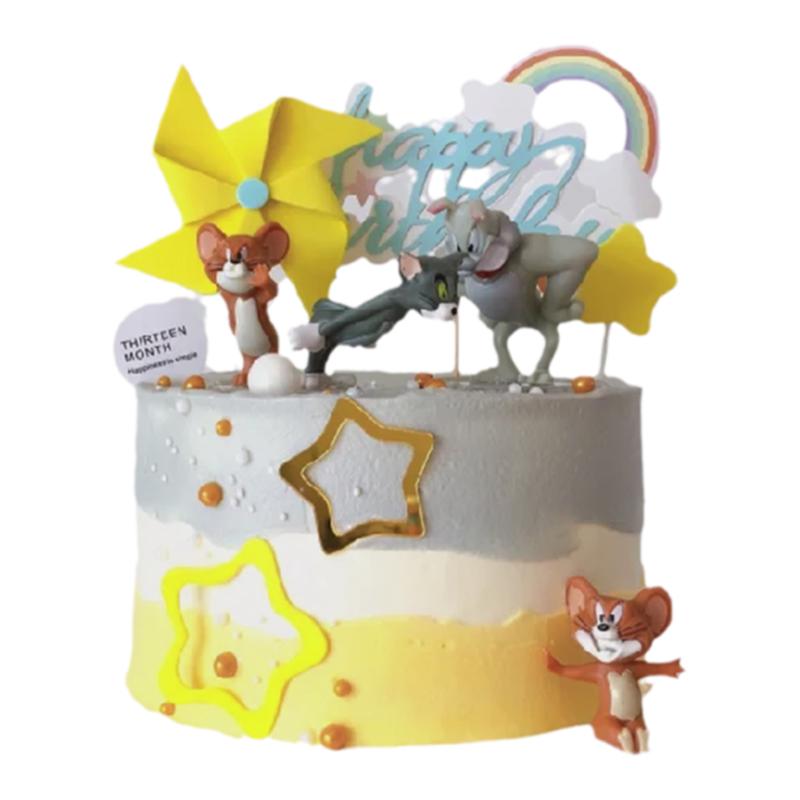 猫和老鼠蛋糕装饰摆件汤姆杰瑞生日插件卡通可爱儿童奶酪快模具