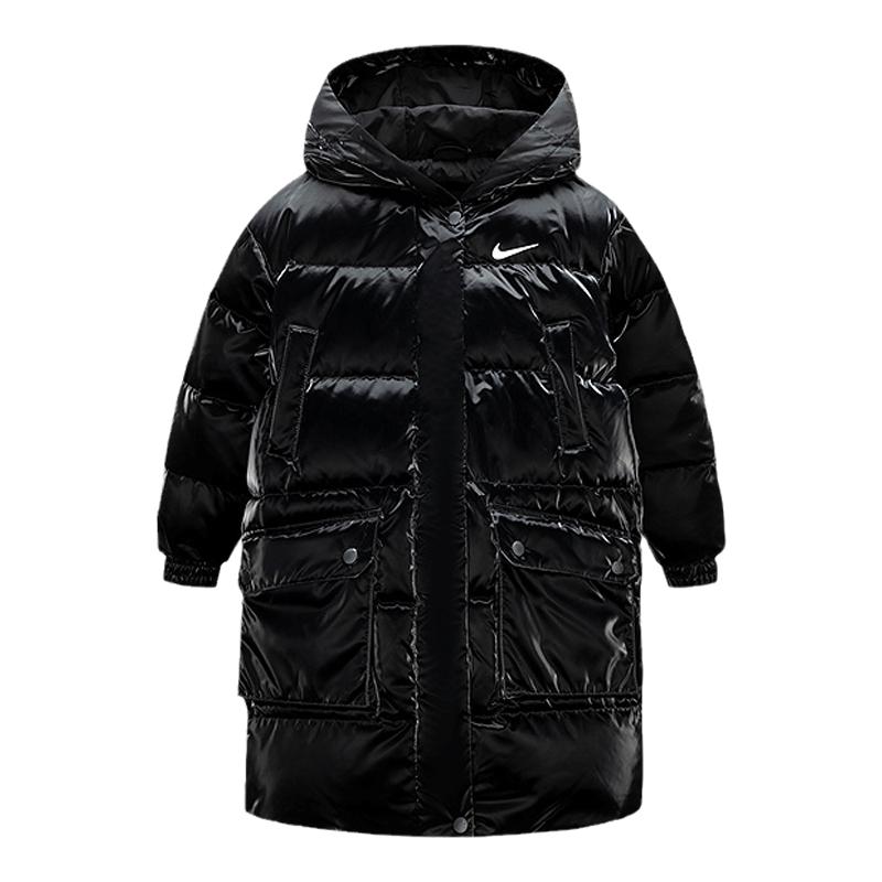 Nike儿童装女童羽绒服中长款2024冬季新款中大童棉袄厚NY2442043