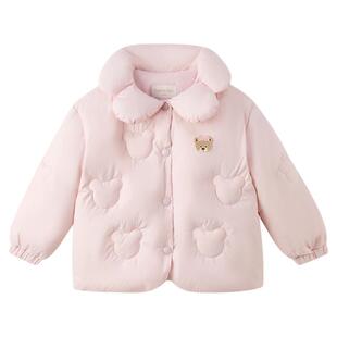 PawinPaw卡通小熊童装25秋冬新款女宝宝防水可爱花瓣领保暖羽绒服