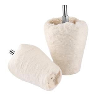 带柄抛光布轮木材金属木头玉石上蜡打磨头工具圆柱锥形白绒棉布纶