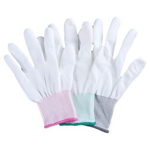 薄款尼龙纱线手套透气工作劳保耐磨防滑劳动干活橡胶PU涂指防静电