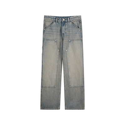 CH丨创意拼接直筒工装牛仔裤