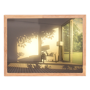 灯光画装饰小夜灯生日礼物氛围画框漫画ins床头灯发光相框阳光画