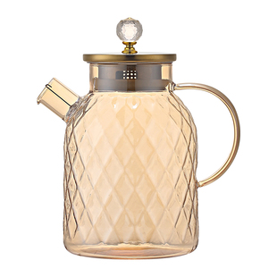 冷水壶玻璃耐高温商用泡茶壶食品级高鹏硅扎壶新款香槟色凉水壶