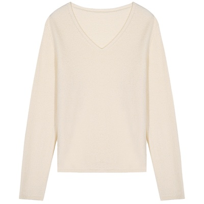 落落狷介套头V领针织衫女