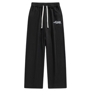 啄木鸟冬季奥粒绒加绒裤子男羊羔毛加厚保暖休闲字母刺绣直筒长裤