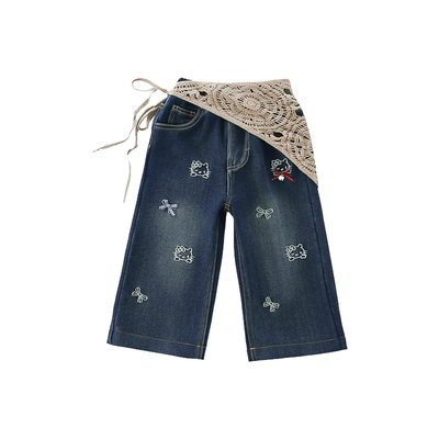 【活动价】女童加绒卡通牛仔长裤