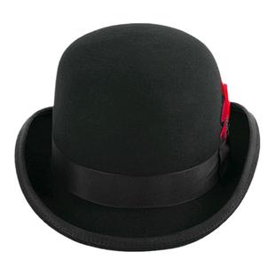 1211号纯羊毛高档时尚Derby德比Bowlerhat礼帽男女士黑色圆顶帽子