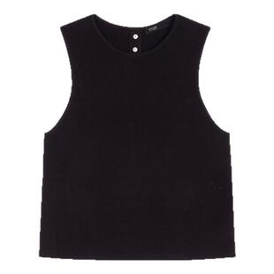 Maje春夏女装法式时尚简约黑色圆领背心款无袖短款修身针织上衣