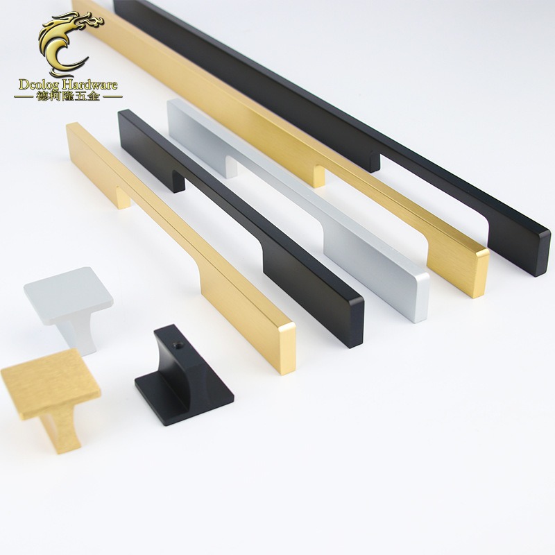 拉丝金色黑色衣柜门把手铝合金抽屉五金拉手门衣橱橱柜家具加长