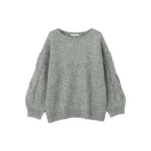 23区SLOW系列时尚简约适宜优雅缆绳袖设计针织衫毛衣女ONWARD