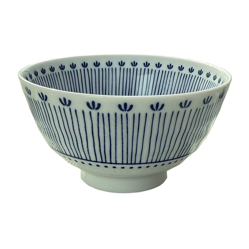 陶瓷吃饭碗釉下彩米饭碗青花中式小汤碗家用单碗新年餐具新款高脚
