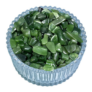 天然帝王绿碧玉碎石和田玉招财聚宝盆摆件供曼扎装藏七宝石消磁石