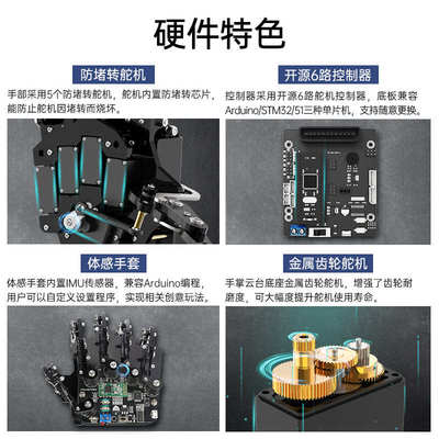 仿生机械手掌uHand2.0 体感/开源机器人/兼容Arduino/STM32可编程