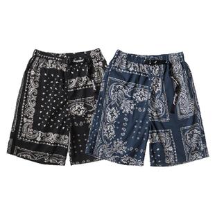 25SS KAPITAL 平田和宏 日系休闲腰果花印花可调节松紧宽松短裤