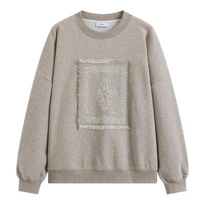 ICE DUST x LOOKNOW2026春夏新款流苏刺绣圆领卫衣女