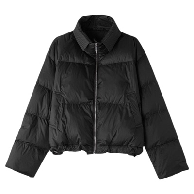 韩系通勤美拉德棕色短款羽绒服