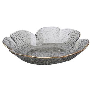 描金四叶草花瓣盘玻璃盘子水果盘沙拉盘家用早餐盘小碟子精致餐具