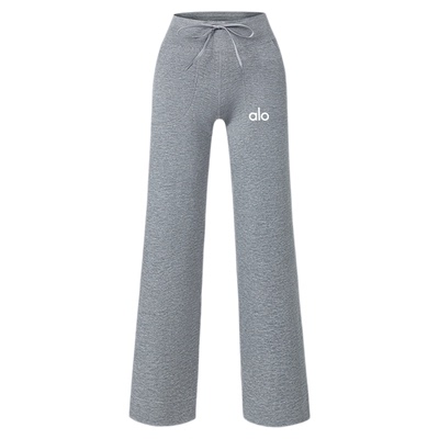 ALOACTIVE瑜伽裤女高腰系带抽绳阔腿裤宽松显瘦直筒休闲健身长裤