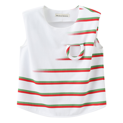 夹生怀旧渐变条纹无袖T恤