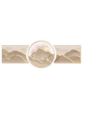 现代轻奢暖金山水三联背景墙挂画