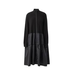 【商场同款】AUM噢姆2025年冬季新款弹力舒美绒黑色连衣裙长裙女