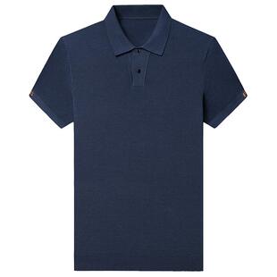 男士针织短袖T恤夏季半截袖翻领上衣时尚休闲剪刀领下摆收口体恤