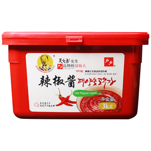 韩国户户辣椒酱3kg韩式石锅拌饭酱炒年糕甜辣酱韩式火锅辣酱商用