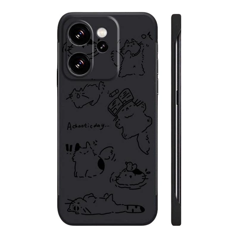 适用于OPPORENO15手机壳13PRO网红线条猫咪14超薄无边框RENO12新款RENO16半包边10创意FINDX8个性X6硬壳X7
