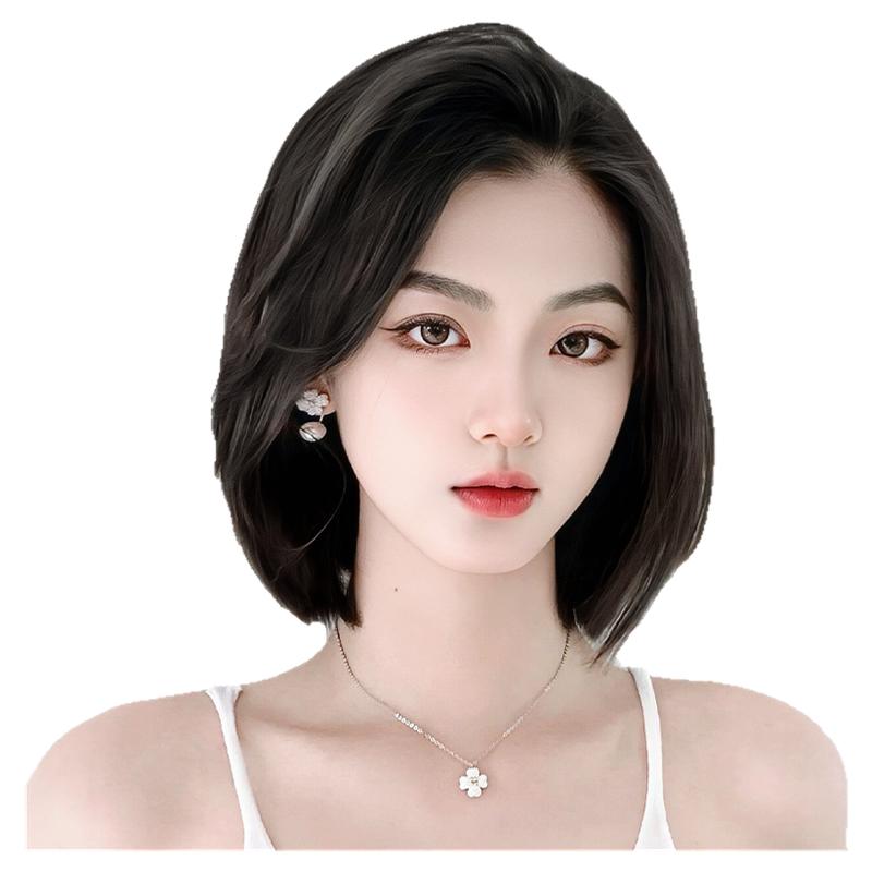 瑞家假发全头套女真人发丝日常假发中年女士真发假发套波波头短发