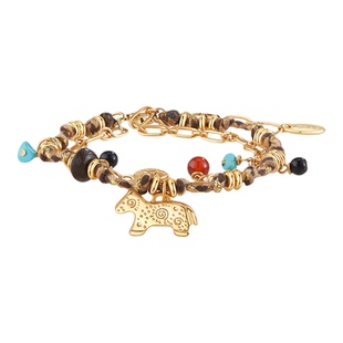 AJIDOU阿吉豆手饰女款玛瑙小马手链编织手绳金属风彩色手串手饰品