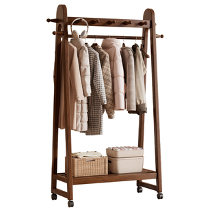 实木衣帽架落地卧室家用2026新款挂衣服架子客厅可移动衣架置物架