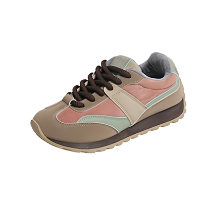 紅晴珽真皮加绒华夫阿甘运动鞋女