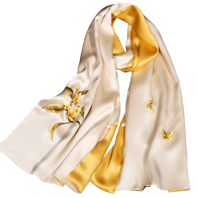 披肩丝巾女手工苏绣春秋真丝围巾