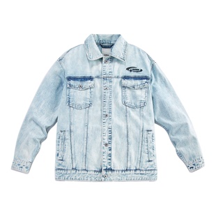 GUUKA浅蓝工装外套衣服男秋季款 陈立农同款牛仔夹克宽松美式复古