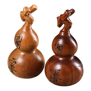 天然枣木雕刻龙头葫芦手把件小摆件把玩挂件吊坠道家法器随身