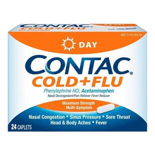 美国直邮 康泰克CONTAC 流行性感冒胶囊24粒 鼻塞流涕咳嗽喉咙痛