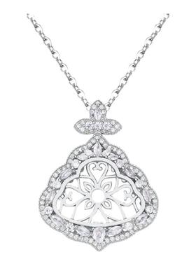 S925纯银白金款封底开盖款满钻豪华未镶嵌翡翠水沫玉佛公吊坠空托