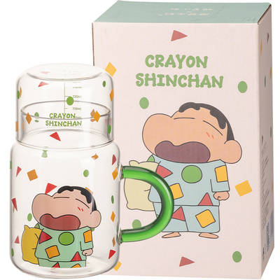 摩登主妇蜡笔小新带刻度玻璃水杯