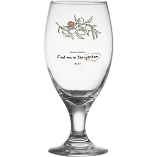 原创文艺复古橄榄枝玻璃杯高脚杯咖啡杯红酒杯啤酒杯家用水杯送礼