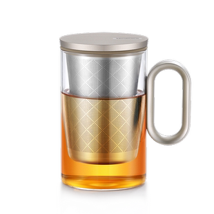 天福茗茶彼物 与侣同行泡茶杯茶水分离耐高温玻璃杯办公便携500ml