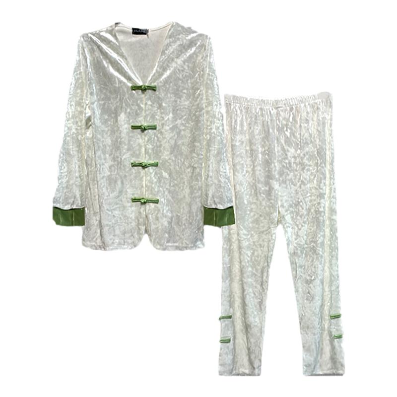 春秋新款中式国风盘扣居家服套装