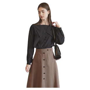 高贵优雅设计感海军领衬衫2025秋季洋气超仙气质女神名媛拉链衬衣