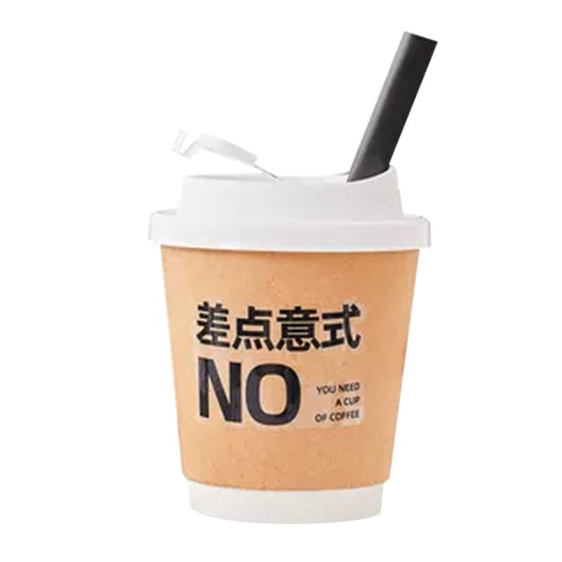 咖啡杯一次性带盖加厚牛皮纸